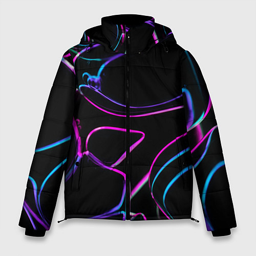 Мужская зимняя куртка Неоновые линзы во тьме - Фиолетовый / 3D-Черный – фото 1
