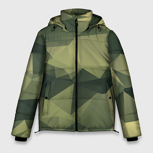 Мужская зимняя куртка 3д полигоны - камуфляж / 3D-Черный – фото 1