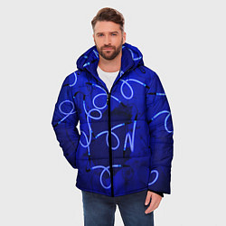 Куртка зимняя мужская Неоновые закрученные фонари - Синий, цвет: 3D-черный — фото 2