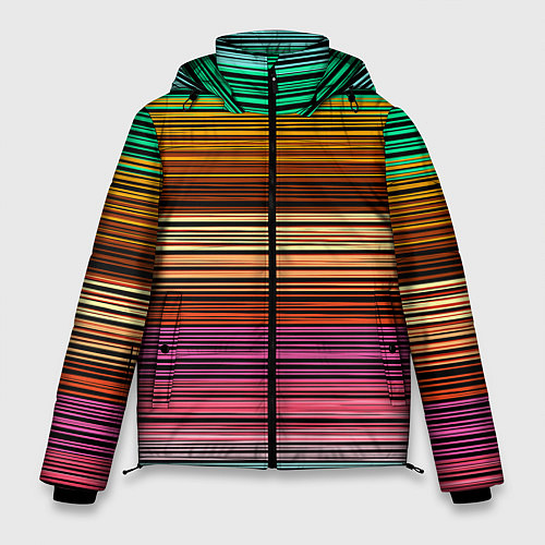 Мужская зимняя куртка Multicolored thin stripes Разноцветные полосы / 3D-Черный – фото 1