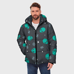Куртка зимняя мужская Aliens pattern, цвет: 3D-черный — фото 2