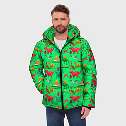 Куртка зимняя мужская DINOSAURS OF THE JURASSIC PERIOD, цвет: 3D-красный — фото 2