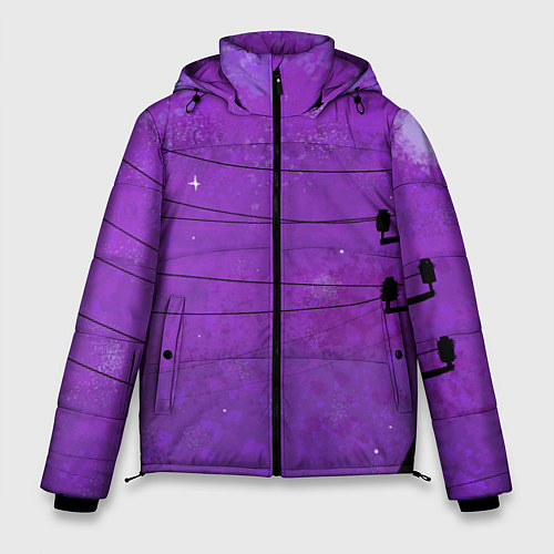 Мужская зимняя куртка Сиреневое небо с проводами / 3D-Черный – фото 1