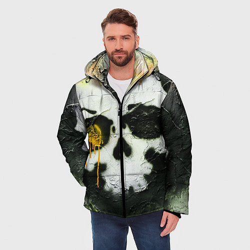 Мужская зимняя куртка Череп на поверхности в красках - Жёлтый / 3D-Светло-серый – фото 3