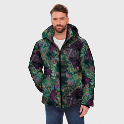 Куртка зимняя мужская Абстрактный гранжевый принт с кляксами и штрихами, цвет: 3D-черный — фото 2