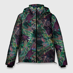 Куртка зимняя мужская Абстрактный гранжевый принт с кляксами и штрихами, цвет: 3D-светло-серый