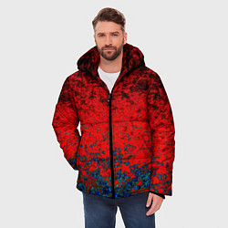 Куртка зимняя мужская Абстрактный узор мраморный красно-синий, цвет: 3D-черный — фото 2