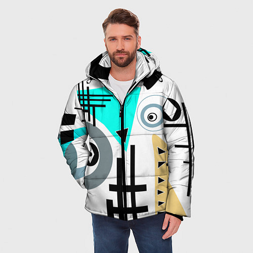 Мужская зимняя куртка Абстрактный современный дизайн / 3D-Светло-серый – фото 3