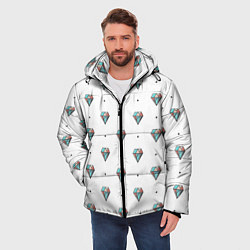 Куртка зимняя мужская Разноцветные Бриллианты На Белом Фоне, цвет: 3D-светло-серый — фото 2