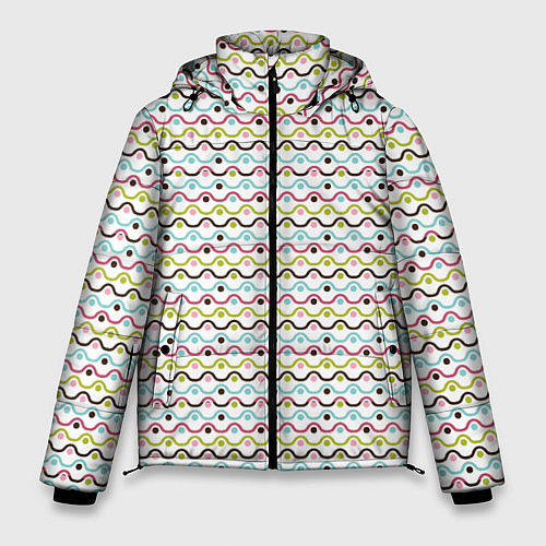 Мужская зимняя куртка Волнистые линии геометрия / 3D-Черный – фото 1