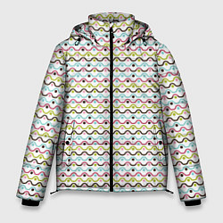 Куртка зимняя мужская Волнистые линии геометрия, цвет: 3D-черный
