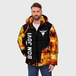 Куртка зимняя мужская Bon Jovi и Пылающий Огонь, цвет: 3D-черный — фото 2