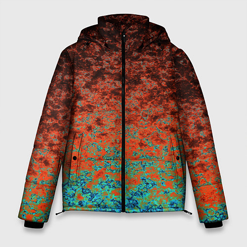 Мужская зимняя куртка Turquoise brown abstract marble pattern / 3D-Черный – фото 1