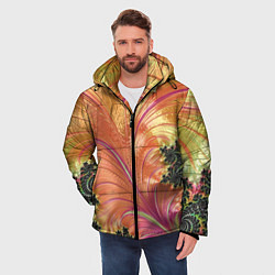 Куртка зимняя мужская Фрактальный динамичный паттерн, цвет: 3D-красный — фото 2