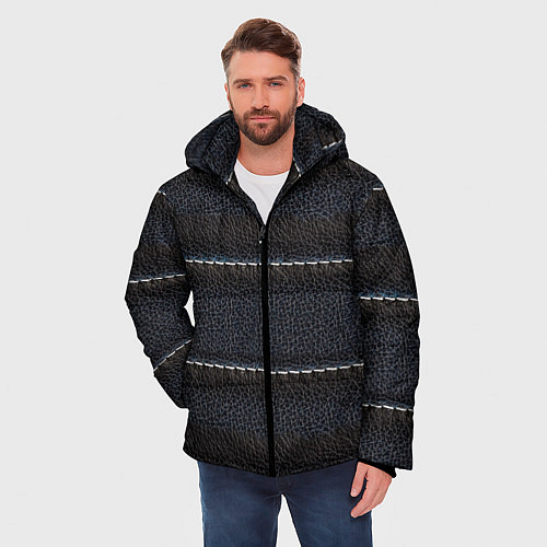 Мужская зимняя куртка Прошитая кожа / 3D-Светло-серый – фото 3