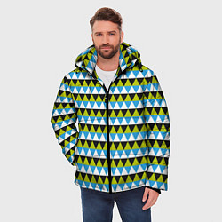 Куртка зимняя мужская Геометрические треугольники, цвет: 3D-светло-серый — фото 2