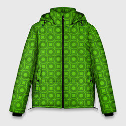 Мужская зимняя куртка Зеленые круги и ромбы