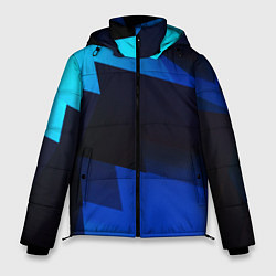 Куртка зимняя мужская Абстрактные геометрические объёмные фигуры - Синий, цвет: 3D-черный