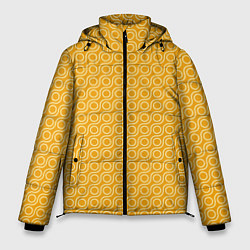 Куртка зимняя мужская Волнистые желтые узоры, цвет: 3D-черный
