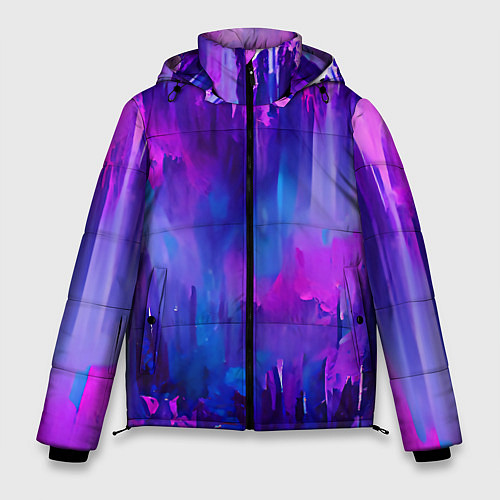 Мужская зимняя куртка Purple splashes / 3D-Светло-серый – фото 1