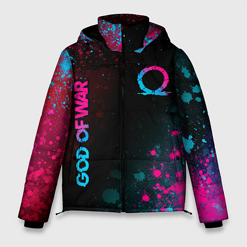 Мужская зимняя куртка God of War - neon gradient / 3D-Черный – фото 1