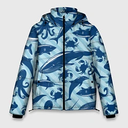 Куртка зимняя мужская Жители океанских глубин, цвет: 3D-красный