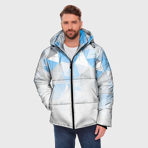 Мужская зимняя куртка Исчезающие серо-голубые полигоны / 3D-Светло-серый – фото 3