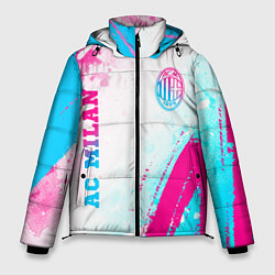 Куртка зимняя мужская AC Milan neon gradient style: символ и надпись вер, цвет: 3D-черный