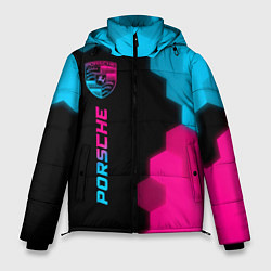 Куртка зимняя мужская Porsche - neon gradient: по-вертикали, цвет: 3D-черный