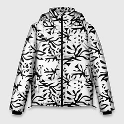 Куртка зимняя мужская Черно белый абстрактный модный узор, цвет: 3D-красный