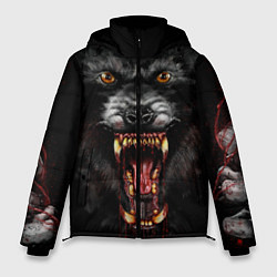 Куртка зимняя мужская Злой волк с открытой пастью, цвет: 3D-светло-серый