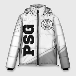 Куртка зимняя мужская PSG sport на светлом фоне: символ и надпись вертик, цвет: 3D-черный