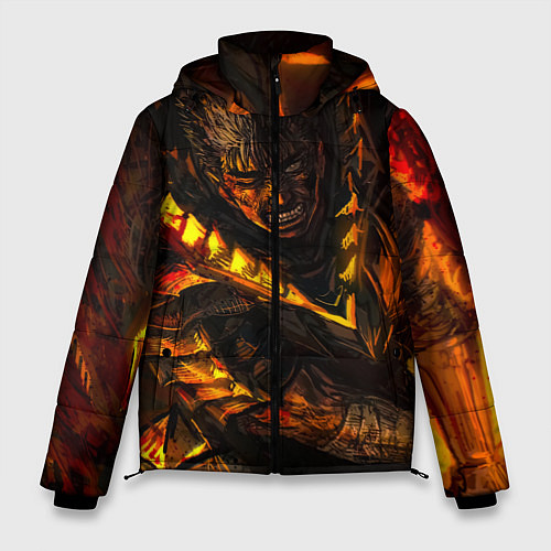 Мужская зимняя куртка Берсерк Гатс В Огне / 3D-Черный – фото 1