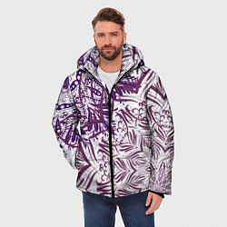 Куртка зимняя мужская Фиолетовые мандалы, цвет: 3D-светло-серый — фото 2