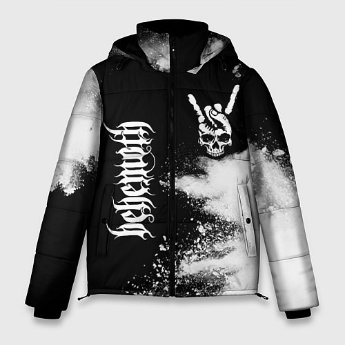 Мужская зимняя куртка Behemoth и рок символ на темном фоне / 3D-Черный – фото 1