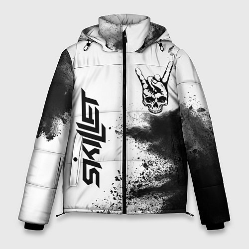 Мужская зимняя куртка Skillet и рок символ на светлом фоне / 3D-Черный – фото 1