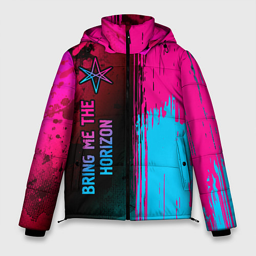 Мужская зимняя куртка Bring Me the Horizon - neon gradient: по-вертикали / 3D-Черный – фото 1