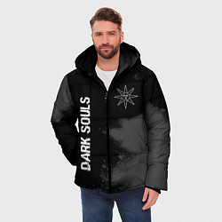 Куртка зимняя мужская Dark Souls glitch на темном фоне: символ и надпись, цвет: 3D-черный — фото 2
