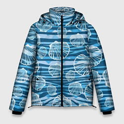 Куртка зимняя мужская Паттерн из створок ракушки - океан, цвет: 3D-светло-серый