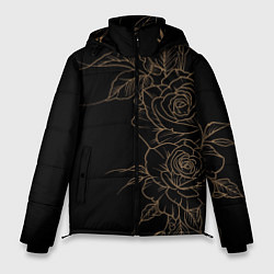 Мужская зимняя куртка Элегантные розы на черном фоне