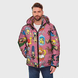 Куртка зимняя мужская Персонажи Симпсонов - horror pattern, цвет: 3D-светло-серый — фото 2