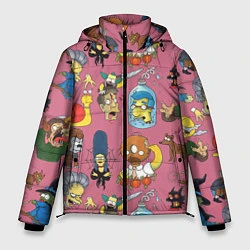 Куртка зимняя мужская Персонажи Симпсонов - horror pattern, цвет: 3D-красный