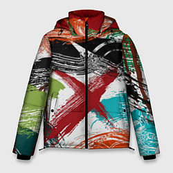 Мужская зимняя куртка Мазки кистью по холсту цветной краской abstraction