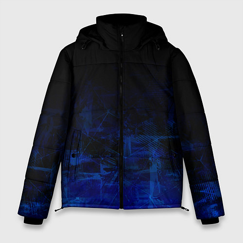 Мужская зимняя куртка Однотонный черный и темно синий гранжевый градиент / 3D-Черный – фото 1