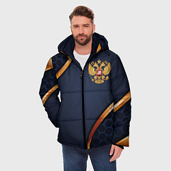 Куртка зимняя мужская Blue & gold герб России, цвет: 3D-красный — фото 2