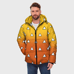 Куртка зимняя мужская Оранжевое кимоно с треугольниками - Зеницу клинок, цвет: 3D-красный — фото 2