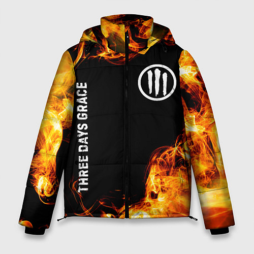 Мужская зимняя куртка Three Days Grace и пылающий огонь / 3D-Черный – фото 1