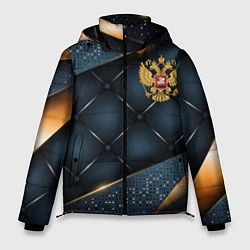 Куртка зимняя мужская Золотой герб России на объемном фоне, цвет: 3D-красный