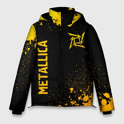 Мужская зимняя куртка Metallica - gold gradient: надпись, символ / 3D-Черный – фото 1