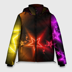 Куртка зимняя мужская Звёзды с неоновым свечением, цвет: 3D-красный
